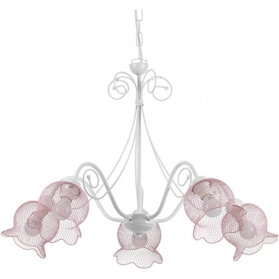 Lámpara de araña 51×49 cm. 5 puntos de luz Comedor, dormitorio y vestíbulo. Metal. Color rosa