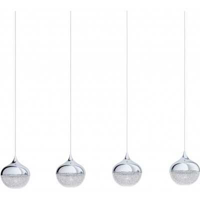 228,95 € Free Shipping | Hanging lamp Eglo 25W Spherical Shape 110×98 cm. 4 spotlights Dining room, bedroom and lobby. PMMA. Plated chrome Color