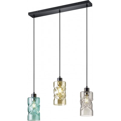 145,95 € Free Shipping | Hanging lamp Reality 42W Cylindrical Shape 150×60 cm. Triple focus Living room, dining room and bedroom. Modern Style. Crystal and Metal casting. Black Color