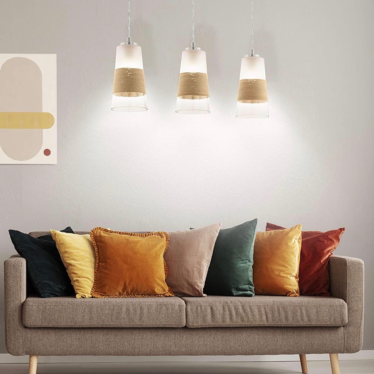 176,95 € Envio grátis | Lâmpada pendurada Eglo 60W 110×84 cm. 3 pontos de luz Aço e cristal. Cor bege