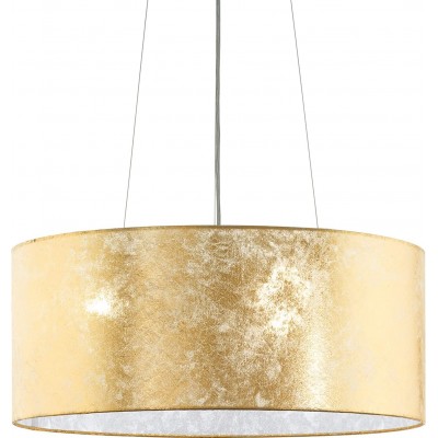 153,95 € Free Shipping | Hanging lamp Eglo 60W Cylindrical Shape Ø 53 cm. Dining room, bedroom and lobby. Steel and Textile. Golden Color