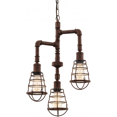 Lámpara colgante Eglo 60W 110×36 cm. 3 puntos de luz Salón, dormitorio y vestíbulo. Estilo moderno. Acero. Color marrón
