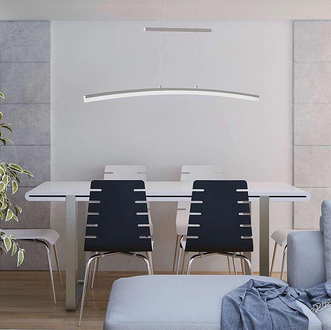 148,95 € Бесплатная доставка | Подвесной светильник 28W 150×110 cm. Акрил и металл. Серебро Цвет