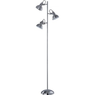Lámpara de pie Trio 40W 160×22 cm. Triple foco Dormitorio. Metal. Color níquel