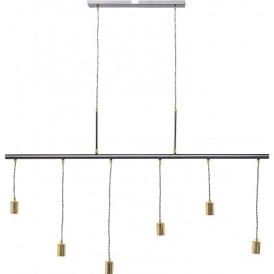 Hanging lamp 40W 140×135 cm. 6 spotlights Living room, dining room and bedroom. Aluminum. Black Color