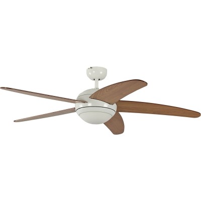 251,95 € Free Shipping | Ceiling fan with light 60W 132×132 cm. 5 vanes-blades. Remote control Living room, dining room and lobby. Modern Style. Metal casting. Brown Color