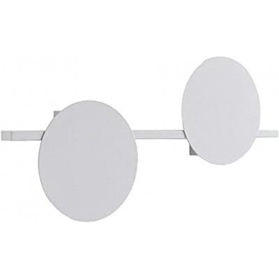 Luz de parede interna 16W 60×29 cm. Foco duplo Aço inoxidável, cristal e metais. Cor branco