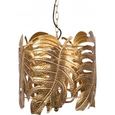 193,95 € Free Shipping | Hanging lamp 38×38 cm. Palm leaves design Metal casting. Golden Color