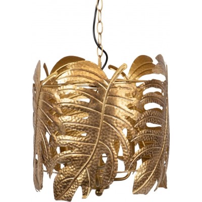 Lámpara colgante 38×38 cm. Diseño de hojas de palmera Salón, cocina y comedor. Estilo moderno. Metal. Color dorado