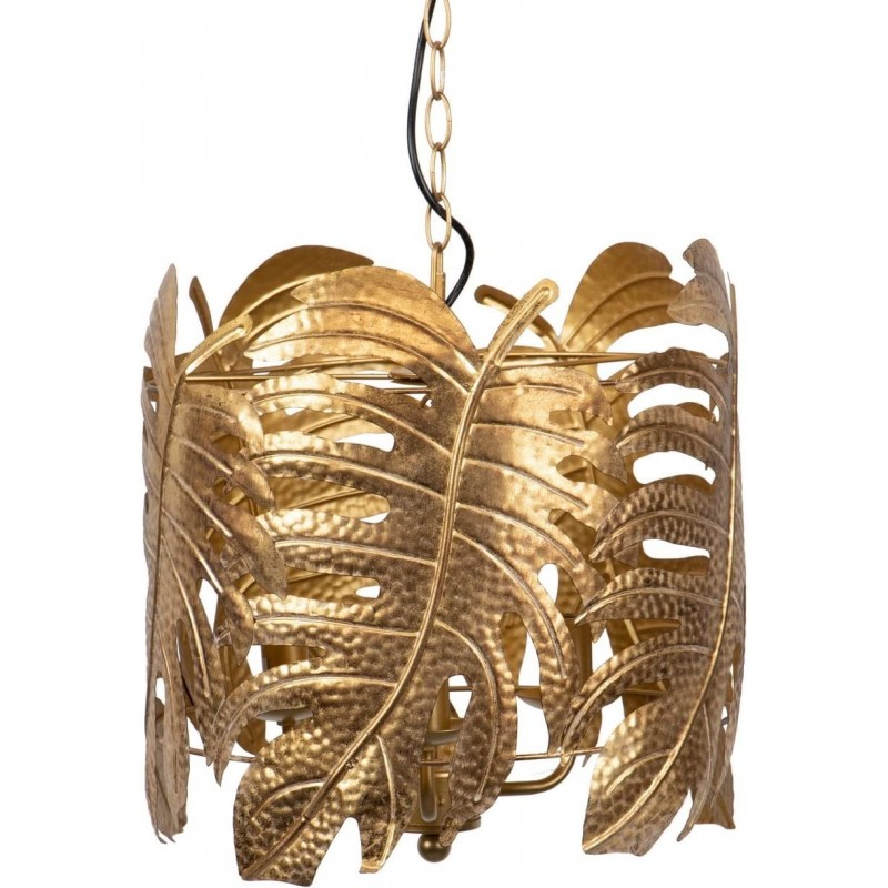 193,95 € Kostenloser Versand | Hängelampe 38×38 cm. Palmblätter-Design Metall. Golden Farbe