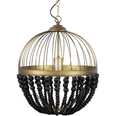 179,95 € Free Shipping | Hanging lamp Spherical Shape 36×36 cm. Living room, kitchen and dining room. Modern Style. Metal casting and Wood. Black Color