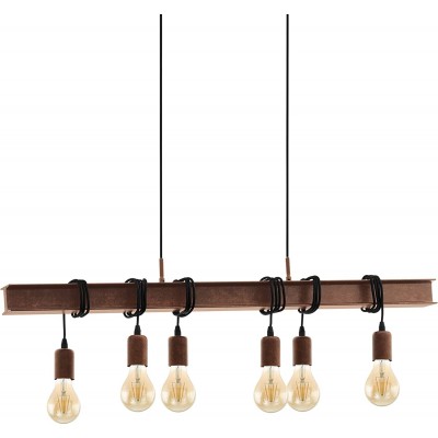 242,95 € Free Shipping | Hanging lamp Eglo 6 LED spotlights Living room, bedroom and lobby. Retro, vintage and industrial Style. Metal casting. Brown Color