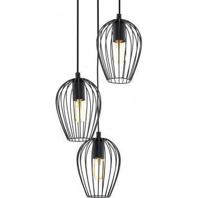 Lampe à suspension Eglo Triple spot LED Smart Home. réglable en hauteur Salle, salle à manger et chambre. Style rétro. Acier. Couleur noir