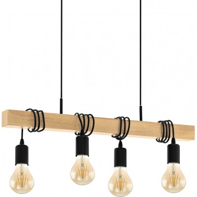 吊灯 Eglo 4个LED射灯 客厅, 饭厅 和 卧室. 复古的 和 优质的 风格. 金属 和 木头. 棕色的 颜色