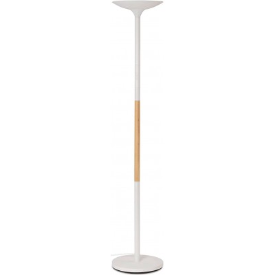 Lampada da pavimento 44W Forma Estesa 80×40 cm. LED dimmerabili Soggiorno, camera da letto e atrio. Stile nordico. Metallo e Legna. Colore bianca