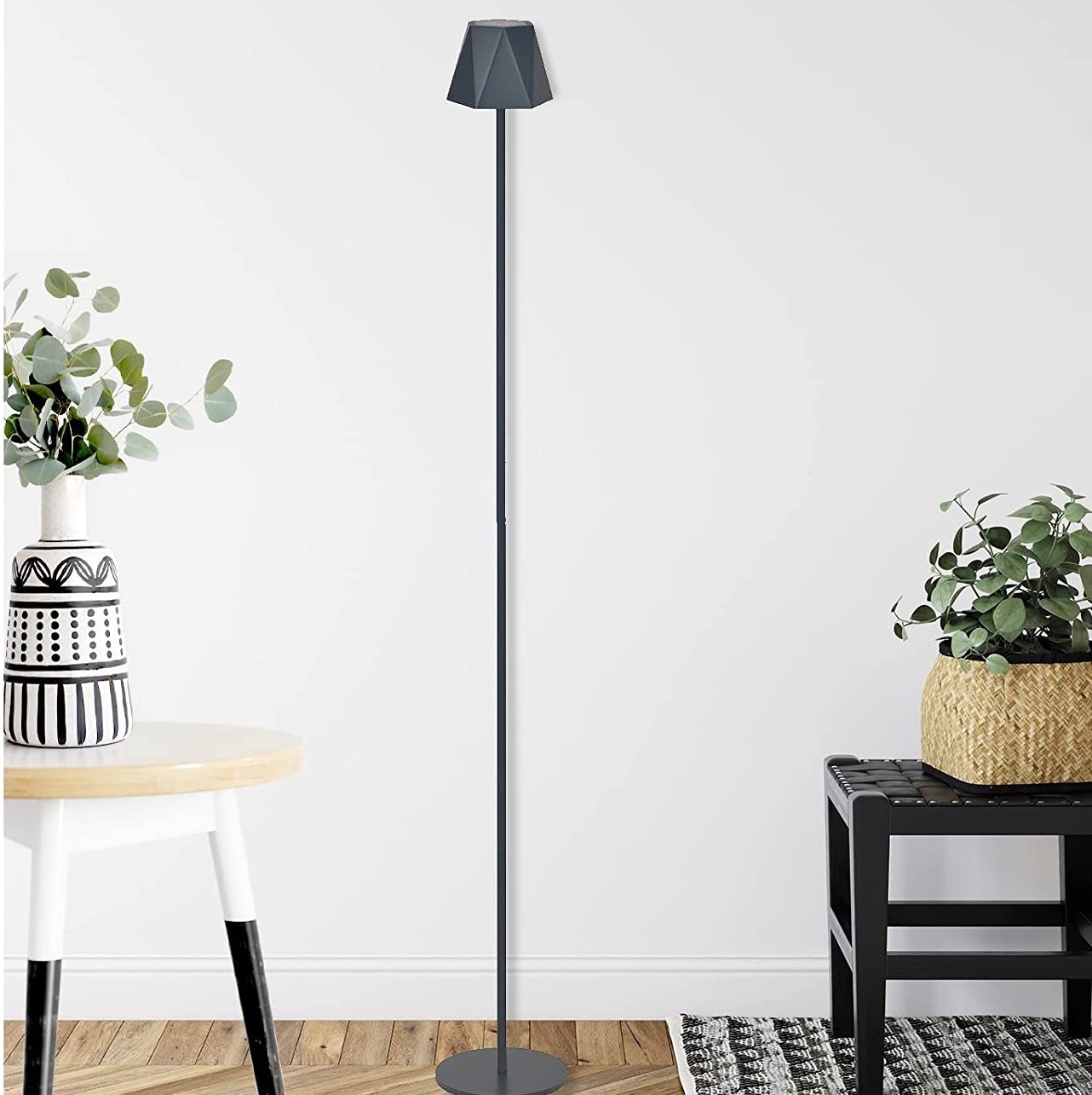 176,95 € Free Shipping | Floor lamp 140×13 cm. Dimmable LED Rechargeable battery. USB connection Acrylic, aluminum and metal casting. Gray Color