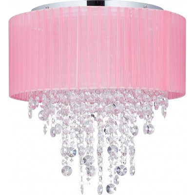 251,95 € Envoi gratuit | Lampe au plafond 40×40 cm. 5 points lumineux LED Cristal, métal et textile. Couleur rose