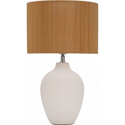 Table lamp 20W Cylindrical Shape Living room, dining room and bedroom. Modern Style. Ceramic and Wood. Beige Color