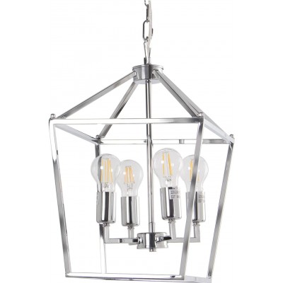 Lampe à suspension 60×60 cm. Structure des cages Salle à manger, chambre et hall. Cristal et Métal. Couleur chromé