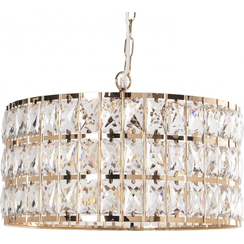 243,95 € Envio grátis | Lâmpada pendurada Forma Cilíndrica 60×60 cm. Sala de jantar, quarto e salão. Cristal e Metais. Cor dourado