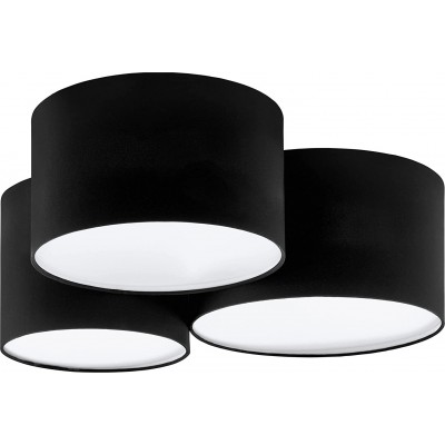 169,95 € Free Shipping | Ceiling lamp Eglo Round Shape 61×50 cm. Triple focus Bedroom and hall. PMMA, Metal casting and Textile. Black Color
