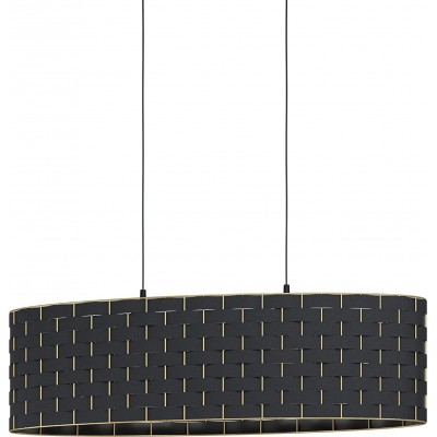 Hanging lamp Eglo 40W Oval Shape 110×78 cm. 2 points of light Dining room. Metal casting and Textile. Black Color