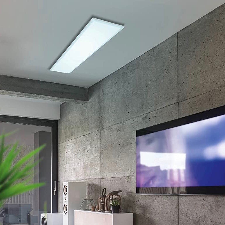 151,95 € Envio grátis | Painel de LED Eglo 120×30 cm. LED reguláveis RGB multicor. Controle remoto Pmma e metais. Cor branco