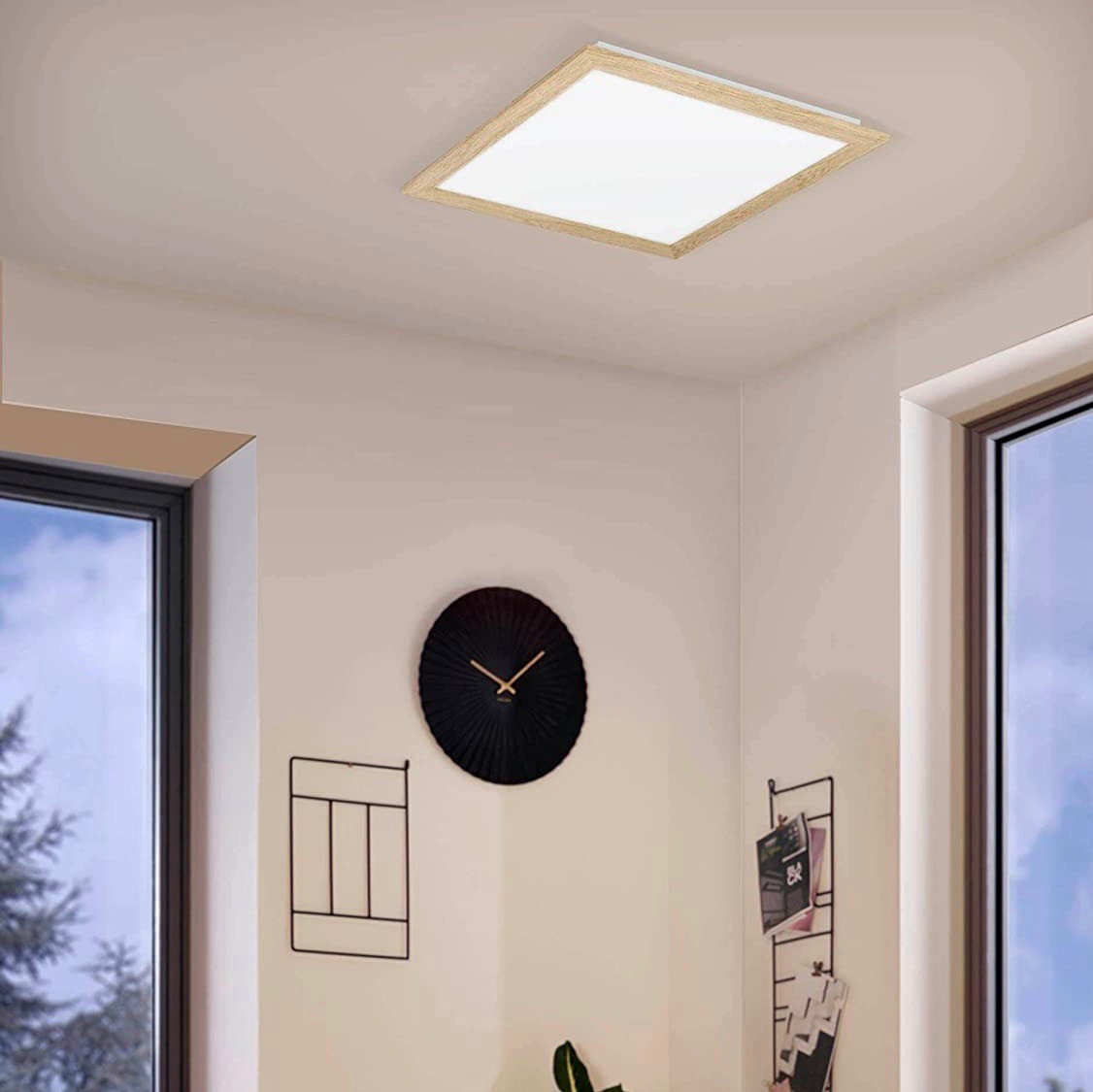 146,95 € Envoi gratuit | Panneau LED Eglo LED 65×65 cm. Cadre décoratif Pmma et bois. Couleur beige