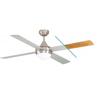 249,95 € Free Shipping | Ceiling fan with light Eglo Ø 122 cm. 4 reversible blades-blades. Remote control Living room, dining room and bedroom. Modern Style. Steel and Crystal. Nickel Color