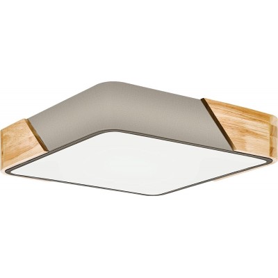 139,95 € Free Shipping | Indoor ceiling light Eglo 28W Square Shape 42×42 cm. 2 points of light Living room, dining room and bedroom. Modern Style. PMMA, Metal casting and Wood. Gray Color