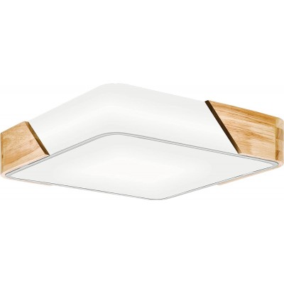 163,95 € Free Shipping | Indoor ceiling light Eglo 28W Square Shape 42×42 cm. 2 points of light Living room, dining room and lobby. Modern Style. PMMA, Metal casting and Wood. White Color