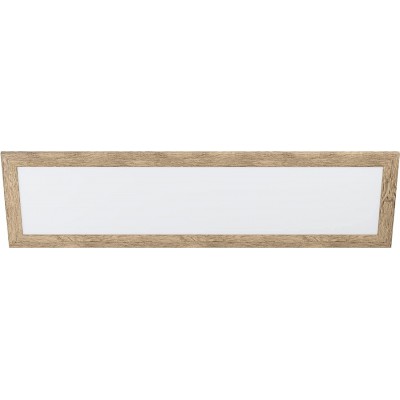 158,95 € Kostenloser Versand | LED-Panel Eglo 32W LED 4000K Neutrales Licht. 125×35 cm. LED mit Zierrahmen Stahl, pmma und holz. Braun Farbe