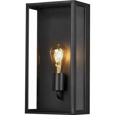 Outdoor wall light 60W Rectangular Shape 40×21 cm. Terrace, garden and public space. Crystal. Black Color