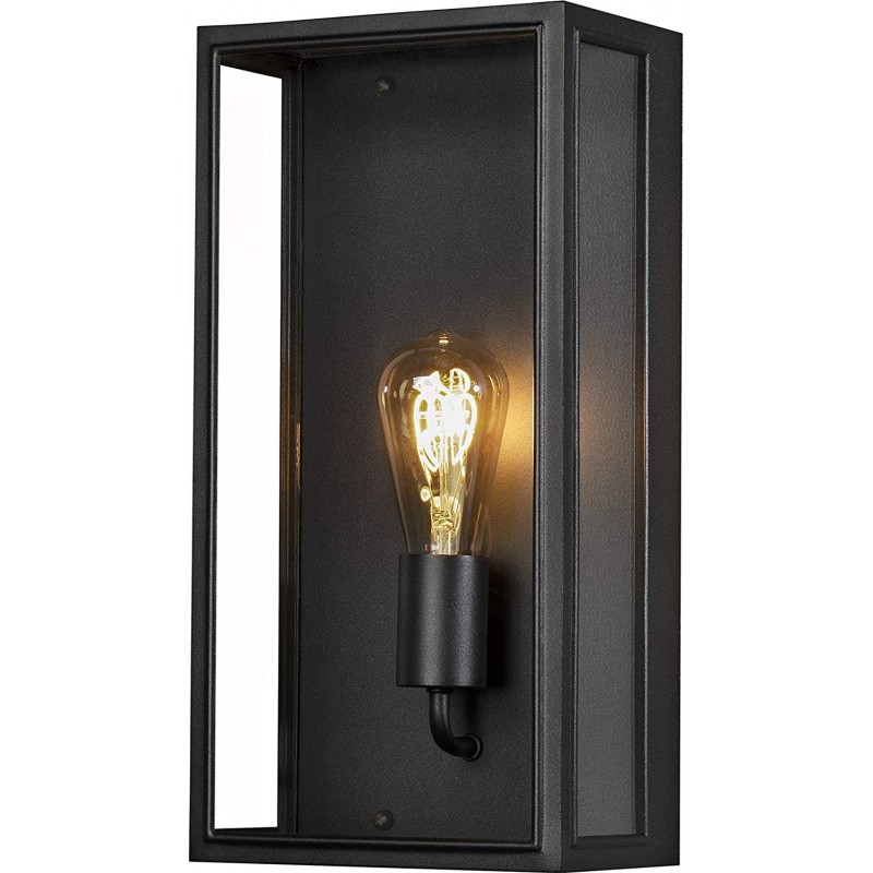 157,95 € Free Shipping | Outdoor wall light 60W Rectangular Shape 40×21 cm. Terrace, garden and public space. Crystal. Black Color