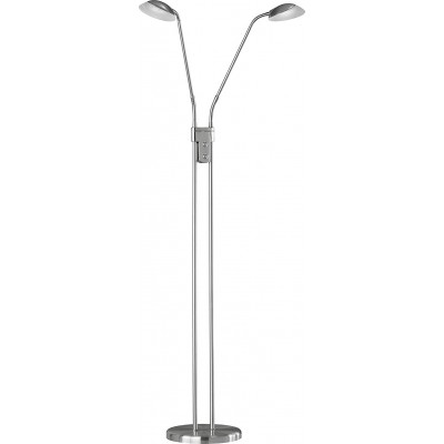 Lámpara de pie 11W 160×45 cm. Doble foco Salón, comedor y dormitorio. Metal. Color níquel