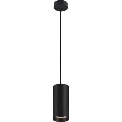 Hanging lamp Cylindrical Shape 21×10 cm. Position adjustable LED Dining room, bedroom and lobby. Modern Style. Aluminum and PMMA. Black Color