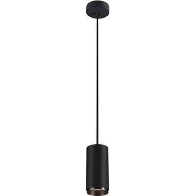 163,95 € Free Shipping | Hanging lamp 20W Cylindrical Shape 19×9 cm. Position adjustable LED Living room, dining room and bedroom. Modern Style. Aluminum and PMMA. Black Color