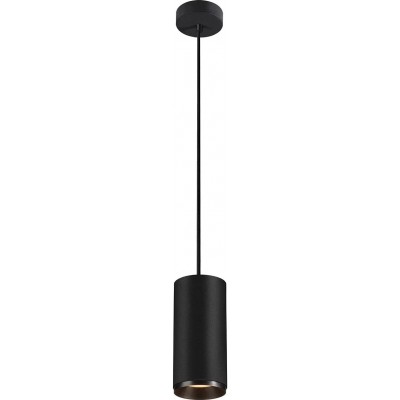 147,95 € Free Shipping | Hanging lamp Cylindrical Shape 21×10 cm. Position adjustable LED Dining room. Modern Style. Aluminum and PMMA. Black Color