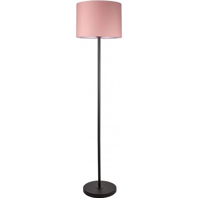 Floor lamp 20W Cylindrical Shape 32×32 cm. Living room, dining room and bedroom. Modern Style. Metal casting and Textile. Rose Color
