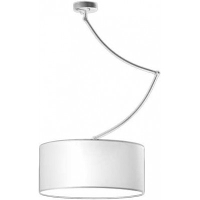 Lampada a sospensione 120×50 cm. Metallo e tessile. Colore bianca
