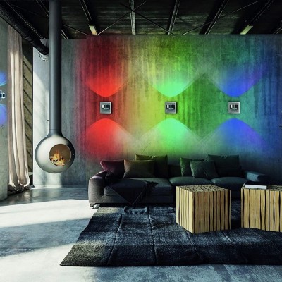197,95 € Envío gratis | Aplique de pared interior 9W 12×12 cm. Salida de luz bidireccional Metal. Color níquel