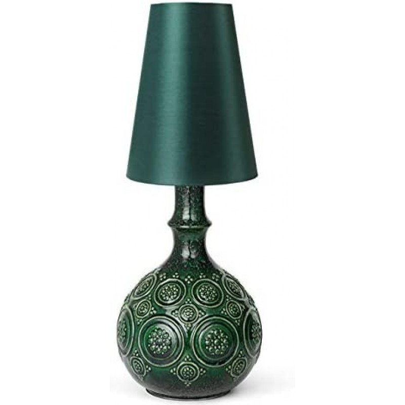 202,95 € Free Shipping | Table lamp Conical Shape 34×18 cm. Living room, dining room and bedroom. Classic Style. Ceramic. Green Color