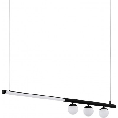 Lámpara colgante Eglo 22W Forma Esférica 120×100 cm. 3 puntos de luz Comedor, dormitorio y vestíbulo. Estilo moderno. Acero y PMMA. Color negro