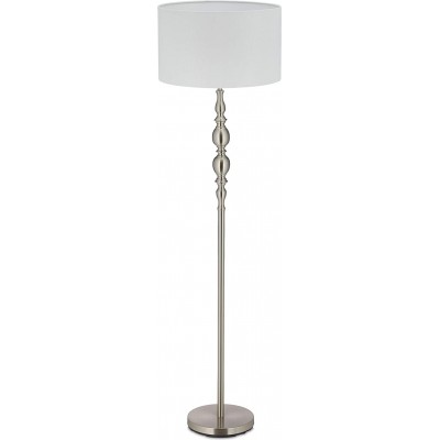 Lámpara de pie 40W Forma Cilíndrica Ø 43 cm. Salón, comedor y vestíbulo. Estilo vintage y clásico. Textil. Color blanco