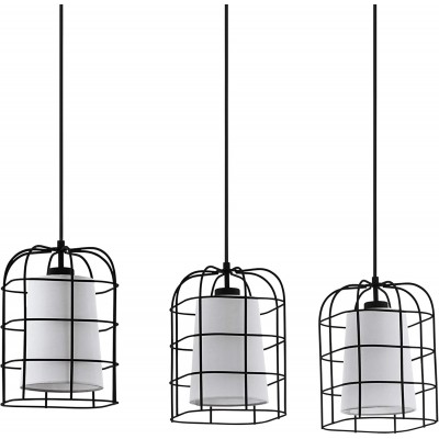 吊灯 Eglo 28W 圆柱型 形状 110×89 cm. 三重焦点 客厅, 饭厅 和 卧室. 钢 和 纺织品. 黑色的 颜色