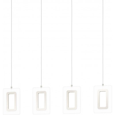 Lampada a sospensione Eglo 5W Forma Rettangolare 110×88 cm. 4 faretti Soggiorno, sala da pranzo e atrio. Acciaio e PMMA. Colore nichel