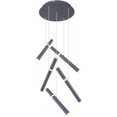 269,95 € Free Shipping | Hanging lamp 30W Cylindrical Shape 180 cm. 5 LED light points Dining room, bedroom and lobby. Acrylic and Metal casting. Gray Color