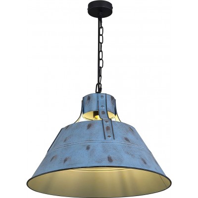 Lámpara colgante 60W Forma Cónica 150 cm. Comedor, dormitorio y vestíbulo. Metal. Color azul