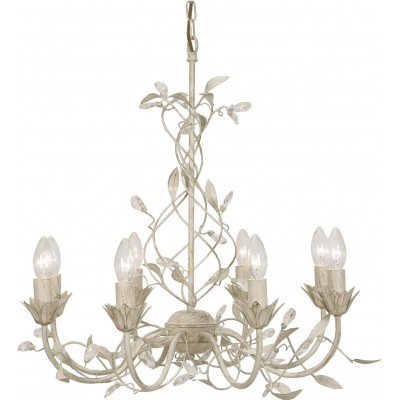 Lámpara de araña 62×61 cm. Salón, comedor y dormitorio. Cristal. Color crema