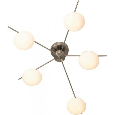 Lámpara de araña Forma Esférica 76×58 cm. 5 focos Comedor, dormitorio y vestíbulo. Estilo clásico. Cristal. Color cromado